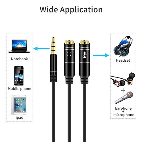 Image of Verox 3.5mm 4 Pole Gold Plated 1 Male to 2 Female Audio Mic Splitter Extension Cable Y Splitter Mic and Audio for Pc, Laptop, Mobile Phone, Ps4 (30 Cm)-Black