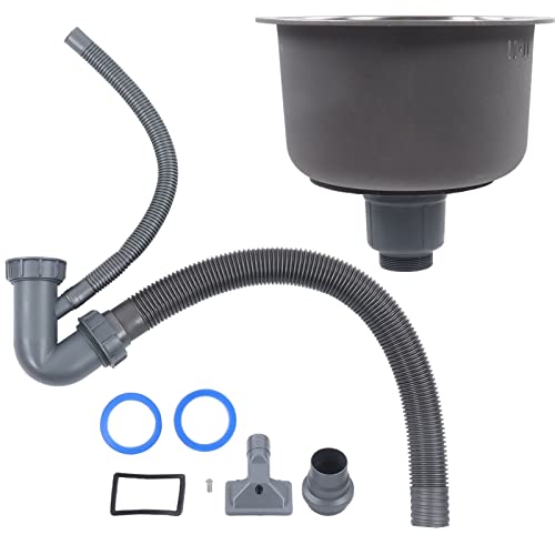 Mini Cuisine évier Rond éviers de Bar évier Rond en Acier Inoxydable Bar Bassin Rond avec Raccord de Gouttière 30 Cm de Diamètre