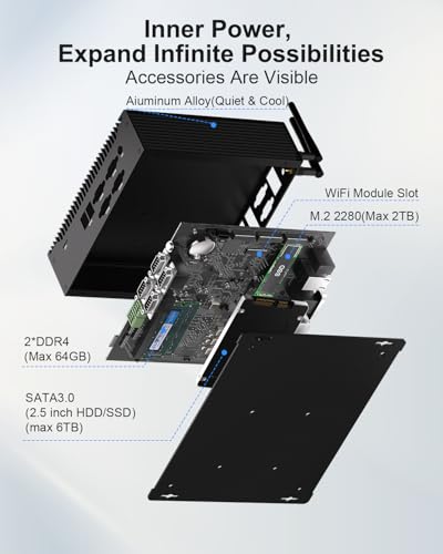 Image of FANPEEC Industrial PC Fanless Mini PC Core i7-10510U 8GB RAM DDR4 128GB SSD, Mini Computer Win 11 Pro 6xRS232 COM, Fanless Mini PC Dual LAN 4xUSB 3.0, 4xUSB 2.0, Dual Band WiFi BT4.2