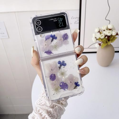 Coque fleurie Galaxy Z Flip 4 transparente pour femme style élégant au quotidien
