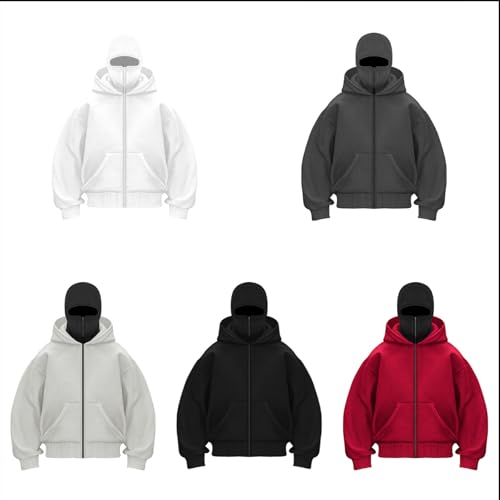 Unisex Balaclava Hoodie-Fashion Zip Up Hoodies Casual Long Sleeve Windproof Athletic Warm Winter Sweatshirt3