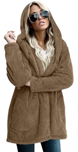 LONGYUAN Womens Jacket Winter Coats Hooded Cardigan Fleece Sweaters