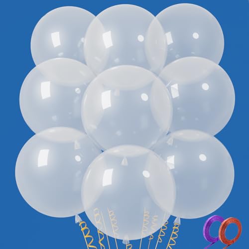 Image of 32Pcs Clear Big Balloons 18 Inch, Round Large Latex Party Balloons for Birthday Wedding Decorations. (clear)