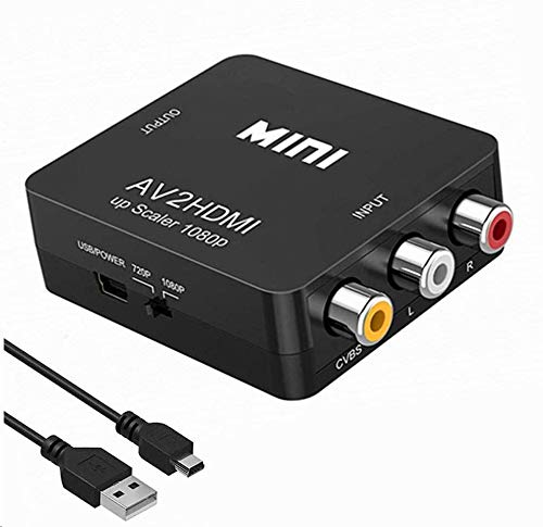 rca to hdmi 変換 コンバーター av to hdmi 変換 アナログ コンポジット信号 3色RCAビデオ端子 avケーブル hdmi 変換アダプタ 1080P pc/N64/wii/vhs/ ps2対応