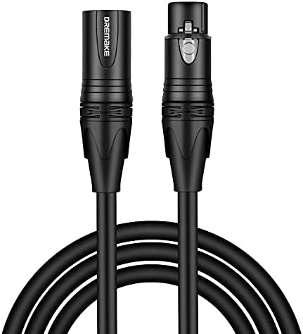 DREMAKE 3 Pin XLR Jack Cable Male to Female Low Z Microphone Balanced Audio Patch Cord for Powered Speaker, DMX LED, Effector, Aqualizer and More - 10FT/Black
