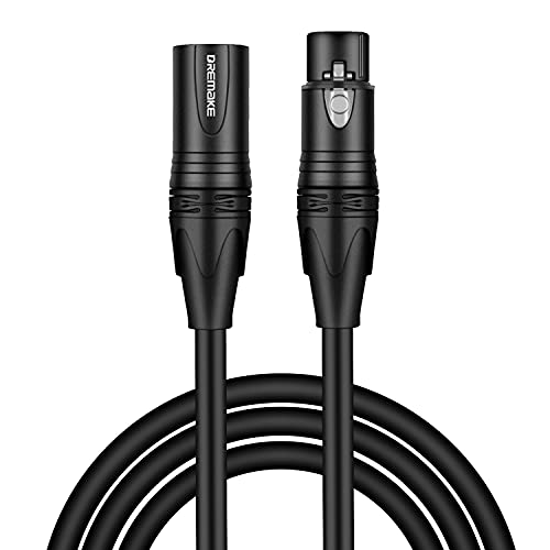 Dremake 3 Pin Xlr Jack Cable Male To Female Low Z Microphone Balanced Audio Patch Cord For Powered Speaker, Dmx Led, Effector, Aqualizer And More - 10Ft/Black #TOP26