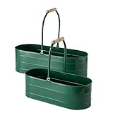 Juego de macetas para jardín, color verde oscuro de zinc
