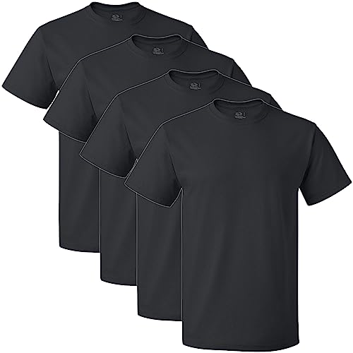 Fruit of The Loom Men's Crew T-Shirt (4 Pack), Black, Small