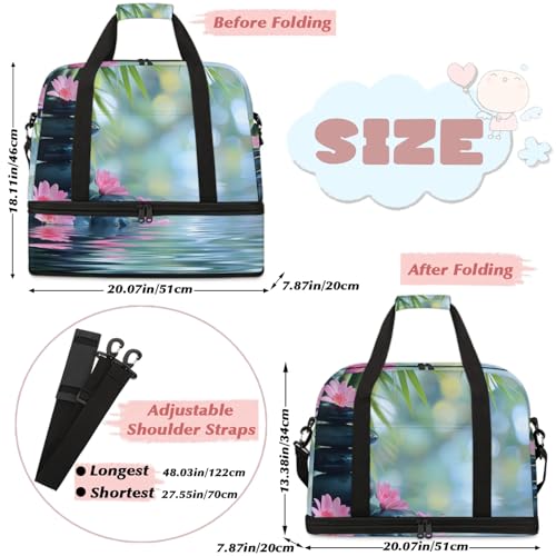 Large Weekender Overnight Bags Flower Japanese Lake Travel Duffel Bag for Women Men Gym Bag With Shoe Compartment Foldie Travel Tote Bag Carry On Personal Item Bag for Travel Gym Sports2