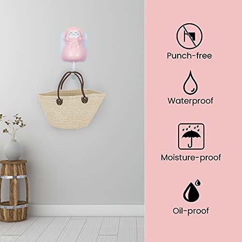Nuannuan 4 Pieces Coat Hooks Cute Cat Shape Punch Free Adhesive Hooks, Plastic Creative Home Storage Utility Wall Decorations Hanger Holder For Hanging Hat Towel Backpacks Key Scarf Bags #TOP6