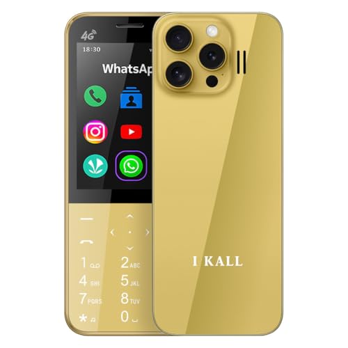 Image of IKALL I1 Pro - 4G Android Keypad Mobile with 2.8 inch Touch Screen, 2GB RAM, 16GB Storage, WiFi, 4G SIM Support, 3000mAh Battery, Preloaded Wht'sAp, FB, Utube, Insta & More (Starry Gold)