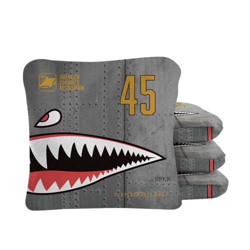 ACA Synergy Pro Professional Cornhole Bags Dual Sided Regulation 6x6 Set of 4 Patriotic Bomber Silver