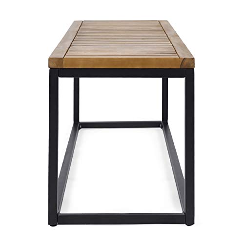 Great Deal Furniture Drew Outdoor Industrial Acacia Wood And Iron Bench, Teak And Black #TOP7