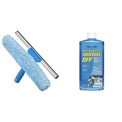 Unger Professional Window Cleaning Tool: 2-in-1 Microfiber Scrubber and Squeegee, 14