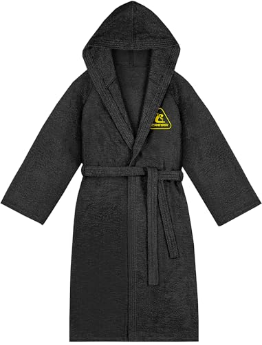 Cressi Cotton Bathrobe Black/Yellow S/M - Accappatoio Sportivo con Cappuccio in Spugna di Cotone, Nero/Giallo, S/M, Unisex
