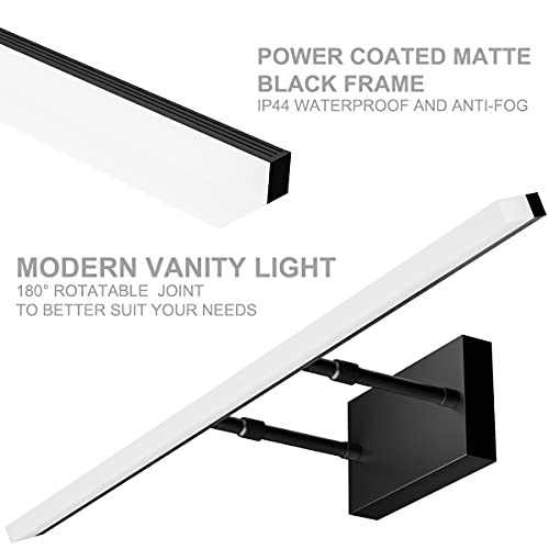 Image of Aipsun 31.5 inch Modern Black Vanity Light Adjustable Bathroom Light Fixtures Over Mirror Rotatable Vanity Lighting 5500K