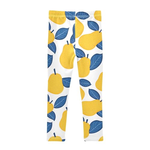 Yellow Pear Fruit Girls Leggings Soft Stretch Workout Yoga Dance Pants for Kids Casual Tights2