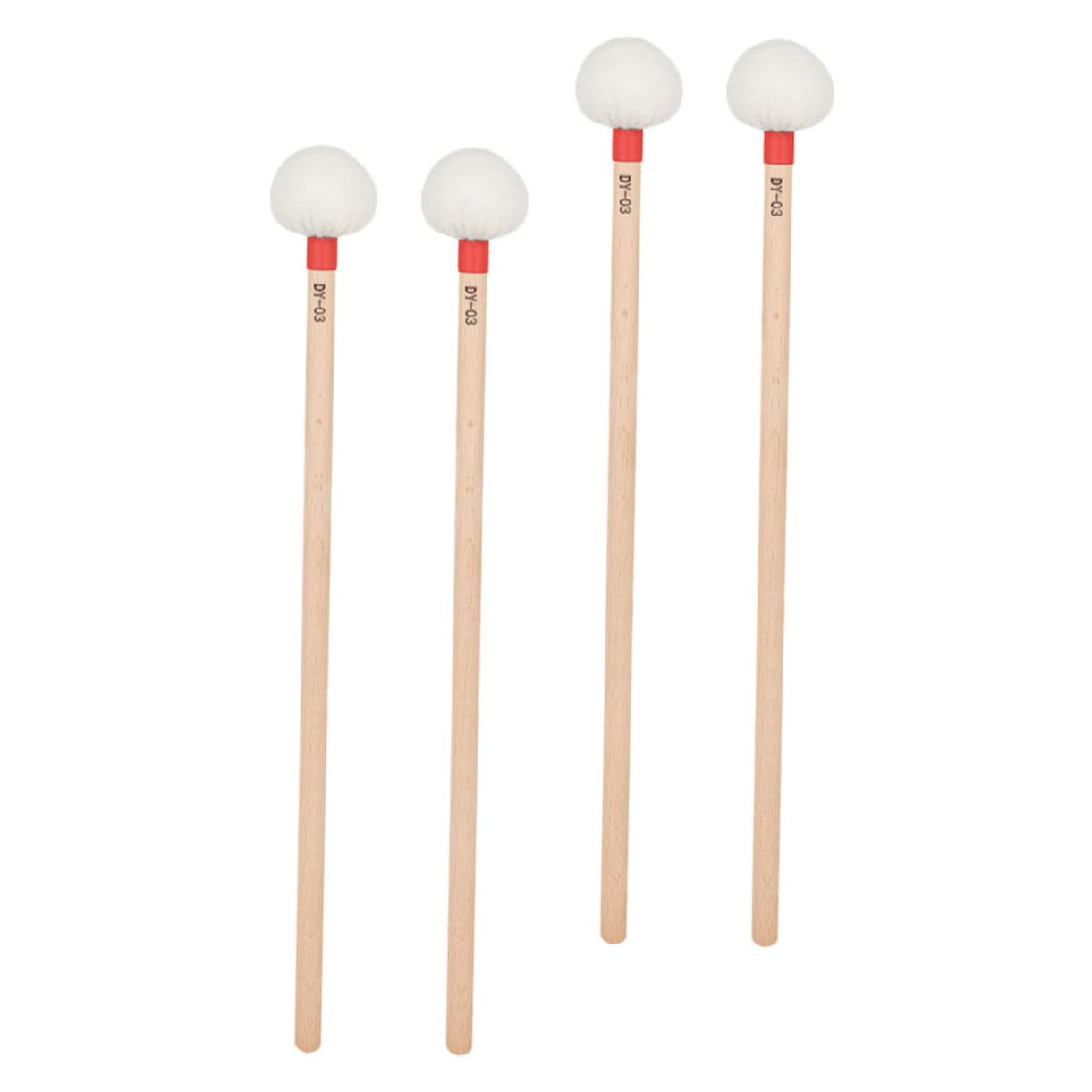 FRCOLOR 4pièces Maillets de Batterie à Tête Feutre avec Manche Bois Lot pour Percussions Adaptés pour Orchestre et Groupes