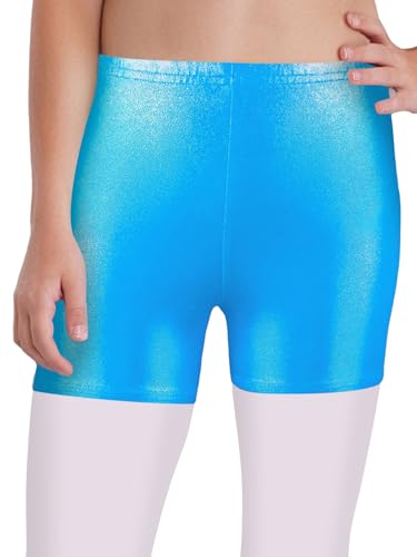 Dance Short for Girls Shiny Metallic Printed Gymnastics Athletic Shorts Kids Sparkle Glitter Tumbling Bottoms3