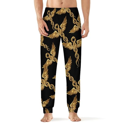 Caduceus Symbol Men's Pajamas Pants Lightweight Sleep Lounge Pant Pjs Bottoms Casual Sleepwear