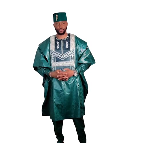 HD Traditional African Clothing for Men Nigerian Man's Agbada Embroidery Bazin Boubou Outfit