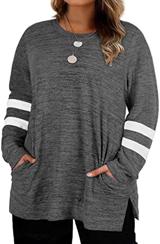 DOLNINE Plus-Size-Sweatshirts for Women Casual Loose Fit Tunic Tops with Pockets