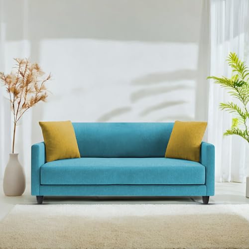 Image of Casaliving Dominic 2 Seater Sofa Set for Living Room (Turquise Fabric) Premium Fabric Sofa