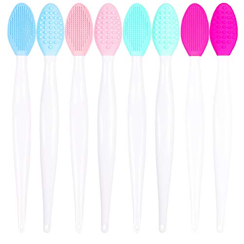 8 Pcs Silicone Exfoliating Lip Brush Beauty Wash Face Tool Double-Sided Silicone Exfoliating Lip Brush Soft Silicone Lip Brush for Smoother