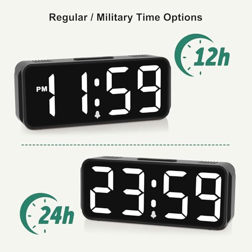 Image of Peakeep Small Mini Digital Alarm Clock Battery Operated for Bedroom Travel, 1.65 inch Numbers Large Display Cordless Clock for Beside Seniors Elderly, Auto /Manual Dimmers, 5 Levels Volume