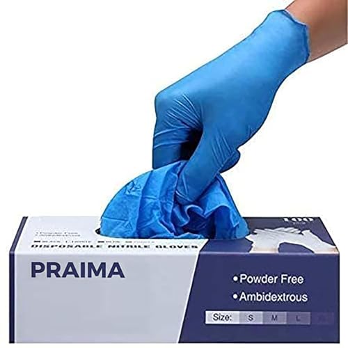 PRAIMA Surgicals Nitril-handschuhe, puderfrei, Lebensmittelqualität, Einweg-Handschuhe, Blau