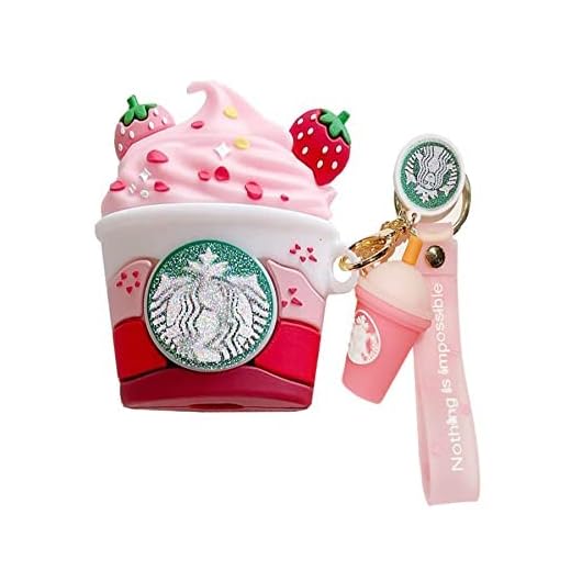 Airpods Case,3D Cute Funny Cool Kawaii Fashion Ice Cream Cup Airpods Case,Soft Silicone Skin Cover Shock-Absorbing Protective Case with Keychain for Airpods 2 & 1 Charging Case (Red Strawberry)