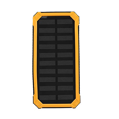 Cargador Solar Banco de Energía 20000mAh Cargador de Batería de Respaldo Externo Portátil a Prueba de Agua Linterna USB Dual Incorporada para Todos los Teléfonos Celulares, Tabletas Y(Amarillo)