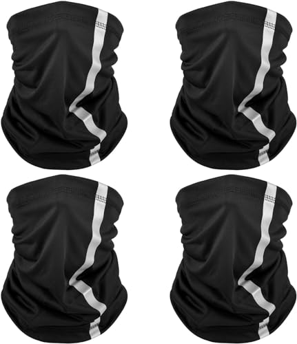 4 Pieces Visibility Reflective Neck Gaiter Neon Safety Bandana Winter Fleece Scarf Bandanas for Men Women - Main Image