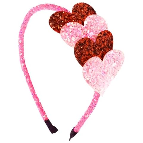 Doneace Valentine's Day Heart Headband Hair Band Glitter Hair Hoop Red and Pink Sequins Hair Accessories Headdress for Women Girls Valentine's Day New Year Wedding Birthday Party Gift Cover