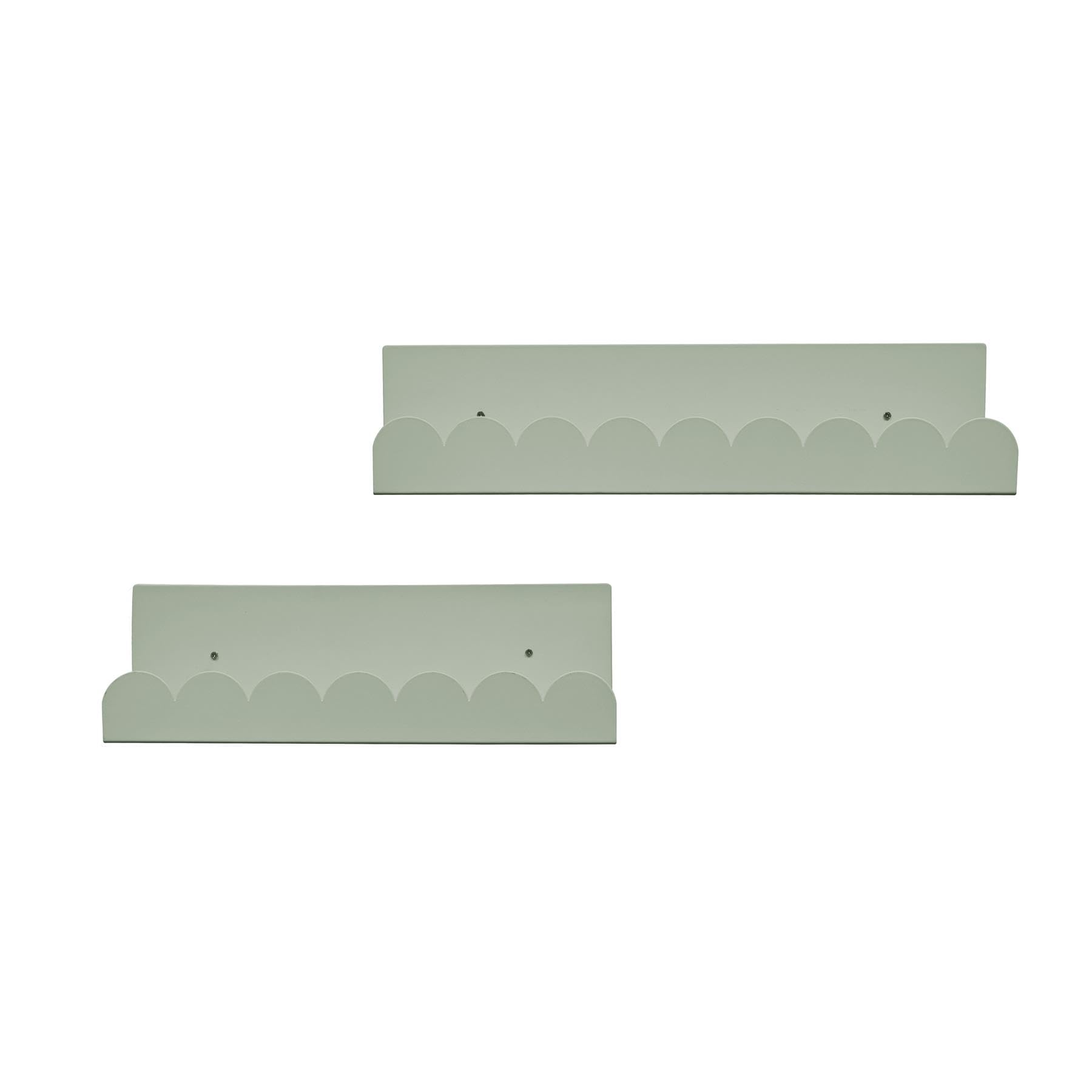 OHS Floating Shelves, 2 Pack Scallop Wall Shelves Decorative Wall Shelves for Living Room Bedroom Bathroom Photo Gallery Bookshelf Display Shelf Easy to Install Metal Wall Shelf, Sage Green