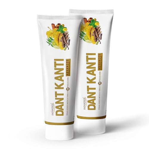 Image of Patanjali Dant Kanti Advance Toothpaste Value Pack 200g (100g x 2), Herbal Ayurvedic Toothpaste for Strong Healthy Teeth & Gums, Natural Oral Care, Cavity Protection, Fresh Breath