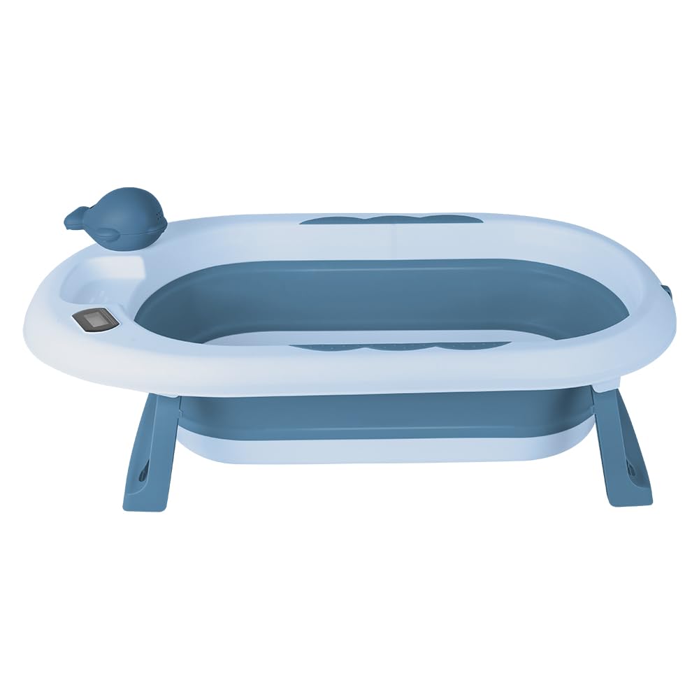 Bañera para bebés con soporte, ergonómica para bebés, con soporte, cierre compacto, organizador para padres, hasta 10 kg, Style 5, 81,5 x 48 x 21 cm, azul