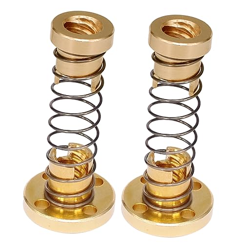 VILLFUL 2 Sets T8 Nut Lead 2mm Pitch 2mm 3D Printer Screw Threaded Rod Lead Screws Engraving Machine Lead Screw Threaded Rod Screws T8 Lead Screw 3D Printer Lead Screw Golden