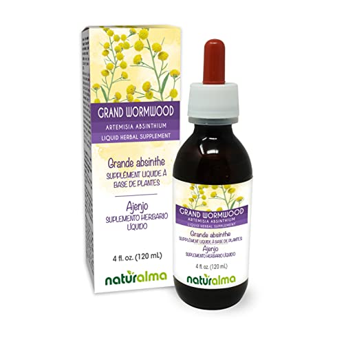 Naturalma Grand Wormwood or Absinthe (Artemisia Absinthium) herb with Flowers Alcohol-Free Tincture - 4 fl oz Liquid Extract in Drops - Herbal Supplement - Vegan
