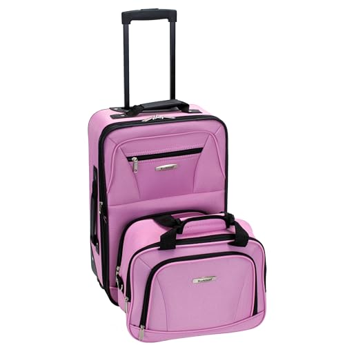 Rockland-Fashion-Softside-Upright-Luggage-Set-Expandable-Pink-2-Piece-1419 Rockland Fashion Softside Upright Luggage Set, Expandable, Pink, 2-Piece (14/19) - Image 1