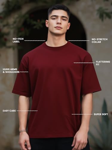 Image of Nobero Men's Oversized Graphic T-Shirt for Men | Soft Cotton | Drop Shoulder Relaxed Fit | Printed Casual Tshirt for Men