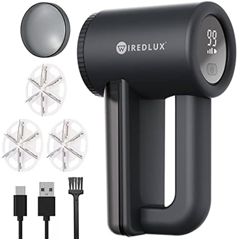 Fusselrasierer Elektrisch WiredLux - Wiederaufladbarer Fusselentferner für Kleidung & Möbel - Einstellbare 3-Fach Geschwindigkeit, 6-blättrige Klinge, LED-Anzeige, USB-Aufladung Cover