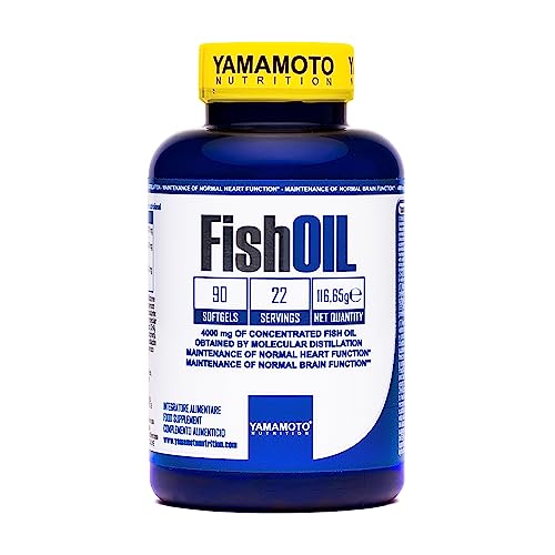 Yamamoto Nutrition, Fish Oil, Destilación Molecular de Aceite de Pescado, 90 Cápsulas Blandas, Suplemento Alimenticio con Omega 3 EPA y DHA de Aceite de Pescado, Sin Gluten ni Lactosa, 116,5 g