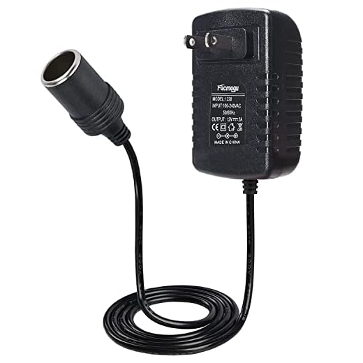 Facmogu 12V 2A 24W Power Supply Adapter with Car Cigarette Lighter Socket, AC 100V-240V to DC 12V 2A Voltage Transformer US Wall Plug Amp Converter AC to DC Switching Power Adapter