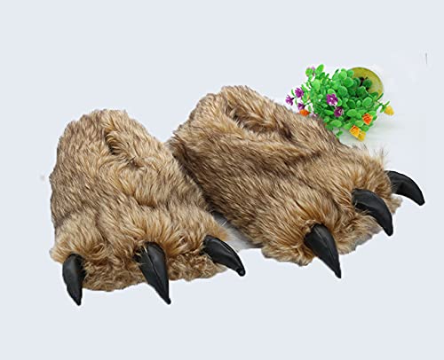 YESBOR Men Women Plush Bear Claw Shoes Fuzzy Halloween Animal House Slippers4