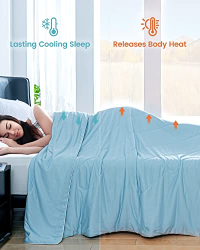 Topblan Cooling Comforter Queen Size, Lightweight Summer Blanket For Menopause Night Sweats, Breathable Soft Cooling Blanket For All Season Use, Machine Washable, 90"X90", Blue #TOP2