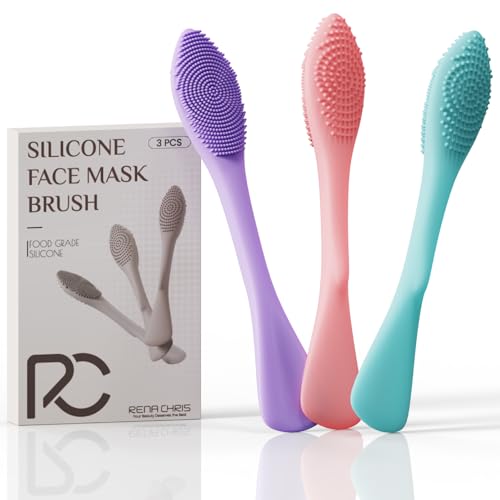 Rena Chris 3 Pcs Silicone Face Scrubber, 3 in 1 Face Mask Applicator & Facial Cleansing Brush, Pore Brush for Exfoliating, Blackhead, Skincare Applicator Tools