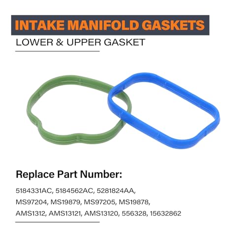 Image of MS97204 MS97205 Intake Manifold Gasket Set Compatible with 3.6L Jeep Wrangler Grand Cherokee, Chrysler 200 300, Dodge Challenger Charger Durango, Ram 1500 (2011-2020)
