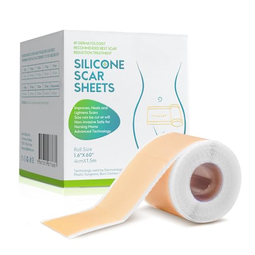 Silikon Narbenpflaste Silikonpflaster für Narben Silicone Scar Sheets Wiederverwendbar Silicone Scar Tape Atmungsaktiv & Wasserdicht (4x150 CM)