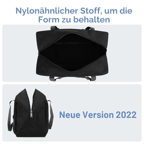 Narwey 20L Ryanair Handgepäck 40x30x20, Klein Sporttasche Faltbare Reisetasche Handgepäck Tasche Flugzeug für Damen, Travel Bag Weekender Herren (Schwarz) 3